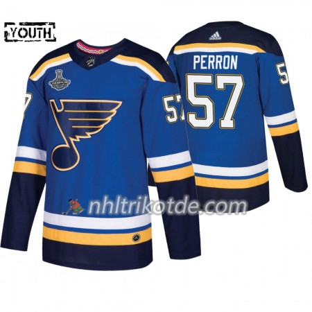 St. Louis Blues Trikot David Perron 57 Adidas 2019 Stanley Cup Champions Royal Authentic - Kinder